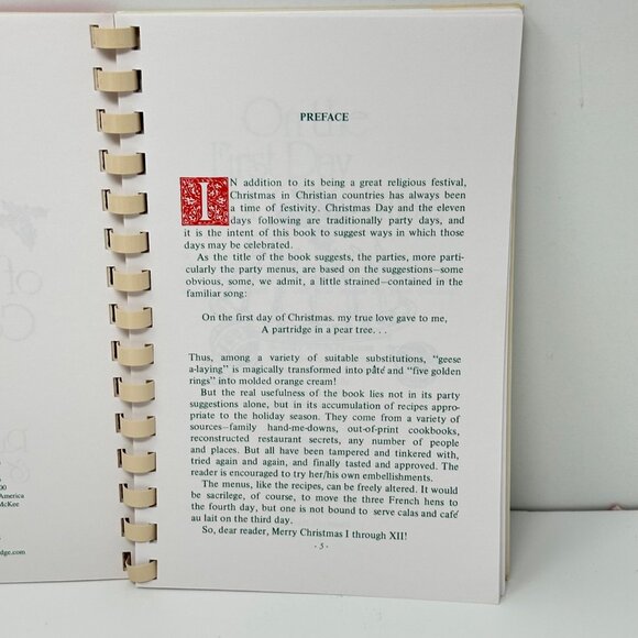 The Twelve Days Of Christmas Cookbook Spiral Bound Holiday Recipes - Picture 4 of 12